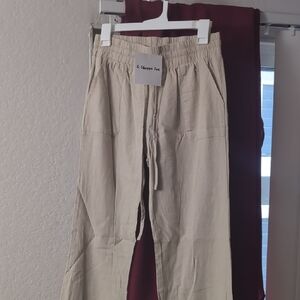 Women's Beige Drawstring Pants